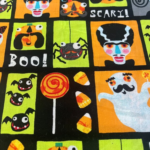 Fun HALLOWEEN BLOCK Handmade Cotton Pillowcase Fits a Standard or Queen Pillow - Picture 1 of 3